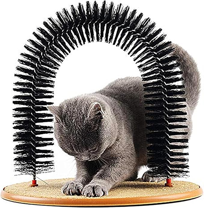 Cat Scratcher,Cat Brushes for Indoor Cats,Self Groomer Scratching Board Scratch Pad,Cat Face Head Self Grooming Brush Post for Deshedding w/Cute Kitten Toy