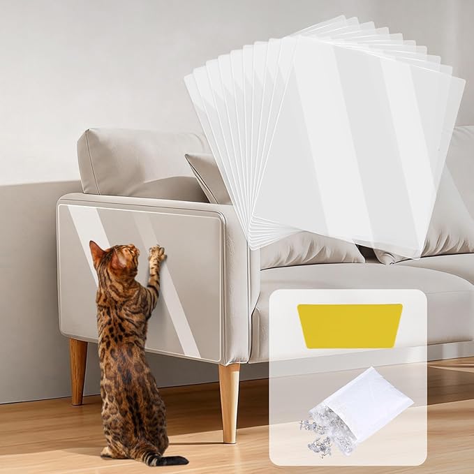 Anti Cat Scratch Furniture Protector, 17" Couch Protector from Cat Claws, Cats Couch Protector Couch Cat Scratch Protector Transparent Sofa Guard Shield Single Sided Sticky Tape 20 Pack