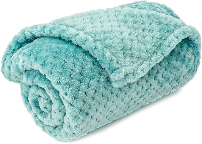 Warm Soft Fuzzy Dog or Cat Blanket, Plush Fleece Throws for Bed, Couch, Sofa, Travel (M/32" x 40", Robin Blue)