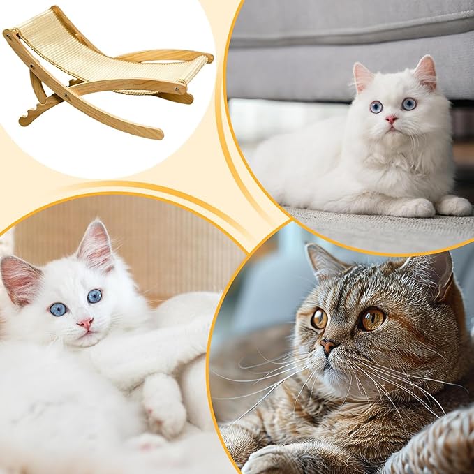 Foldable Cat Lounger - Adjustable Pet Chair, Space-Saving Foldable Bed for Cats, Comfortable Lounging and Resting Accessory, Portable Pet Furniture Tool for Travel Veterinary Bedroom Patio Living Room