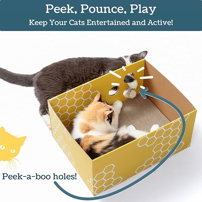5609PETS Cat Scratching Box, Extra Large Refillable Double-Sided Scratch Pad, No-Mess Cat Scratcher for Indoor Cats