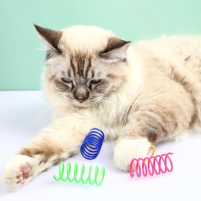 Cat Spiral Spring Toy 16 PCS, Colorful Cats & Kitten Toys for Swat, Bite, Hunt Indoor, Creative Entertainment Springy Toys (16PCS Multicolored)