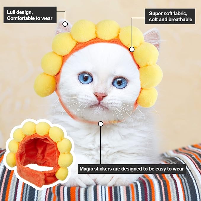 Weewooday 5 Pieces Cat Hats Costume Bunny Hat Outfit with Ears Small Dogs Kitten Puppy Easter Party Costume Accessory Headwear(Kawaii Style)