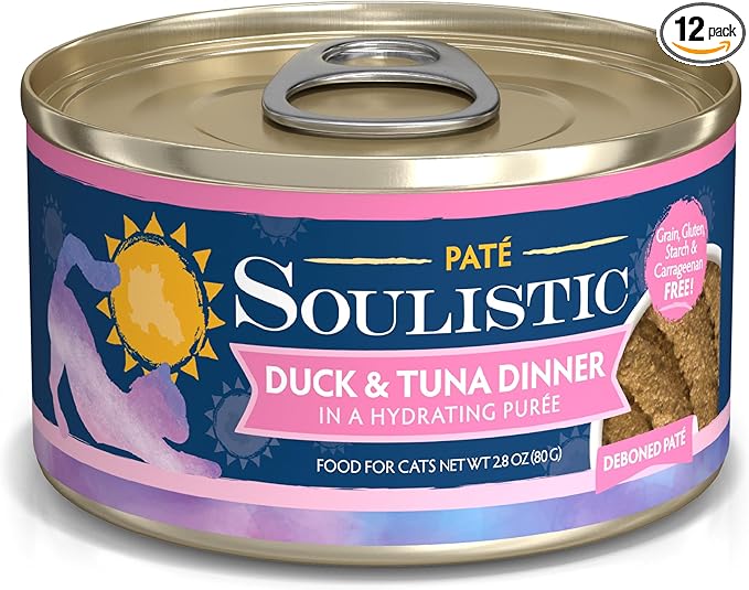 Soulistic Paté, Duck and Tuna Dinner in a Hydrating Purée, 2.8oz Can, Pack of 12