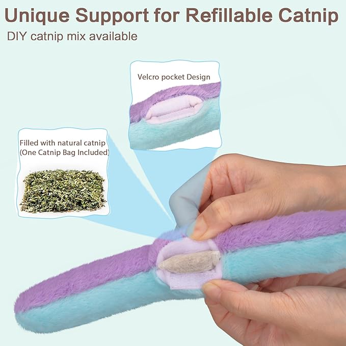 Retro Shaw Cat Toys Pillows, Refillable Catnip Toys with Crinkle Sound Inside, Interactive Indoor Cat Nip Kitten Kicker Kitty Toy Promotes Exercise, 3 Pack