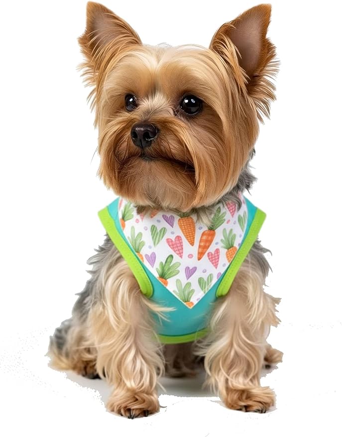 Small Dog Happy Easter Outfit Bunny Shirt & Bandanas Pet Cat Clothes Vest Blue M