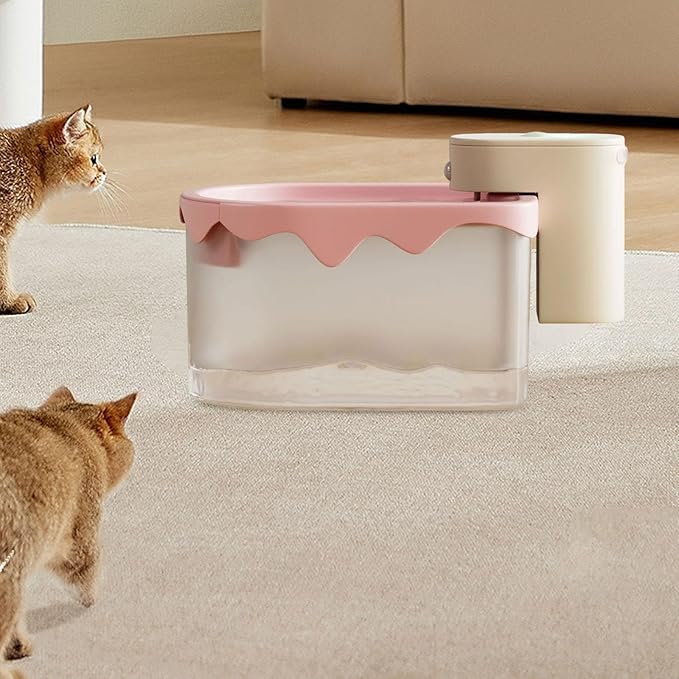 predolo Cat Water with Multi Layer, Low Noise Compact Automatic Water Dispenser Pet Watering Bowl for Puppy Kitten, Pink