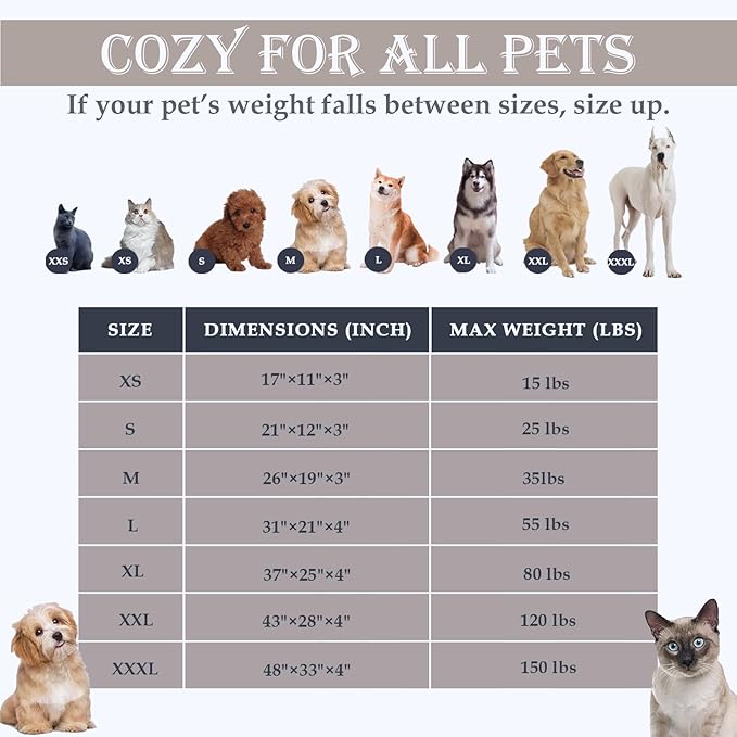 Washable Extra Large Medium Small Size Dog & Cat Bed Indoor, Calming Comfort Fluffy Self Warming Heated Couch Mat for Creat Cage, Heating Sofa Pad & Furniture for Big Sized Pet Puppy Bunny Rabbit Car