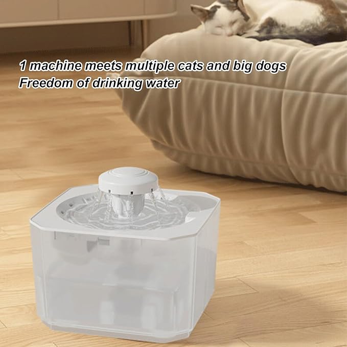 Cat Water Fountain | 2500ml Large Capacity USB Rechargeable Pet Accessories - Pet Water Fountain - for Puppy Animal Travel Crate House Outside Feeding Tipping Night Hot Day Offices Indoor Home