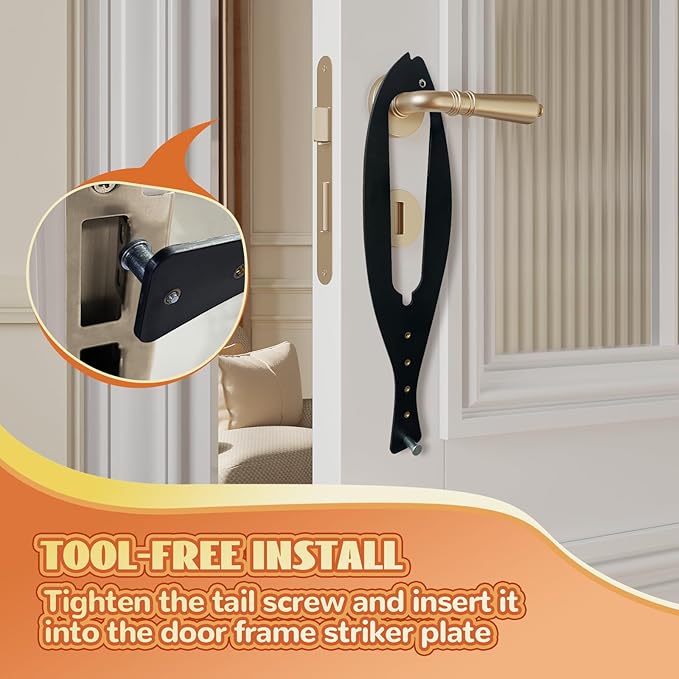 TGIOW Cat Door Latch, 4 Pcs Cat Door Stopper Pet Door Latch to Keep Dog Out of Litter Box and Food, Door Prop for Cat with 5 Adjustable Size Strap 2.5-6" Wide, No Measuring, Easy to Install, Black