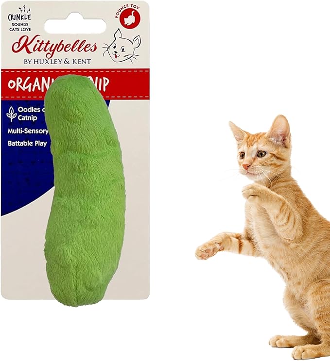 Huxley & Kent Plush Cat Toy - Interactive Catnip Toy for Cats & Kittens - Soft with Crinkle & Catnip - Fun Indoor Play - Pickle