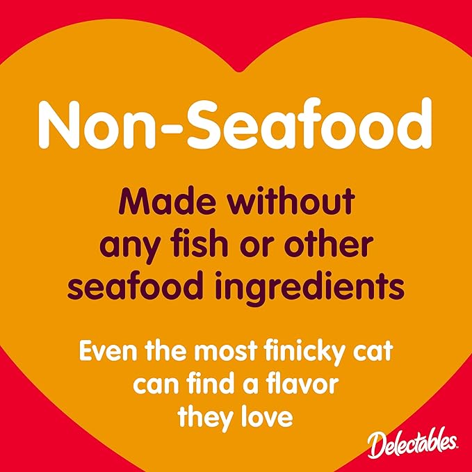 GYCO Delectables Squeeze up Non-Seafood Variety Pack Lickable Wet Cat Treats, 0.5oz Tube (54 Count). Made Without Any Fish Or Other Seafood Ingredients.