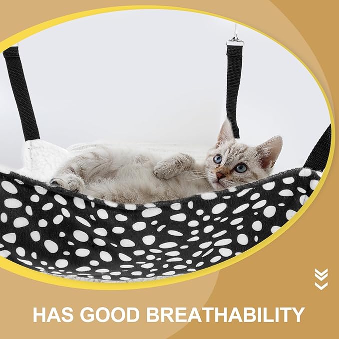 BESPORTBLE Double-Sided Hanging Cat Hammock Breathable Mesh Pet Sleeping Bed Medium 35x35cm Black and White Dots for Indoor Cat Furniture