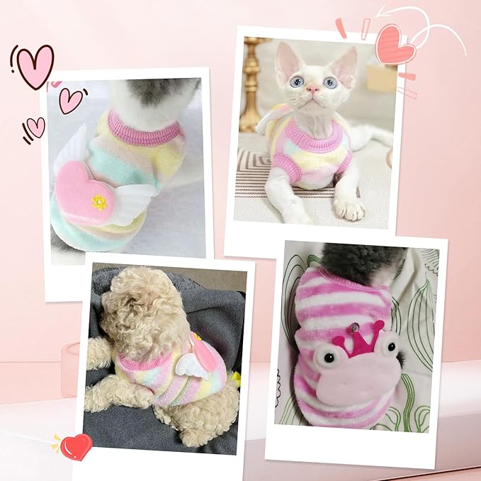 2 Pack Dog Sweaters for Small Dogs Girl Winter Fleece Cute Warm Puppy Sweaters Extra Small Dogs Clothes Chihuahua Teacup Dog Cat Clothes Pet Outfit Pink (XXX-Small)