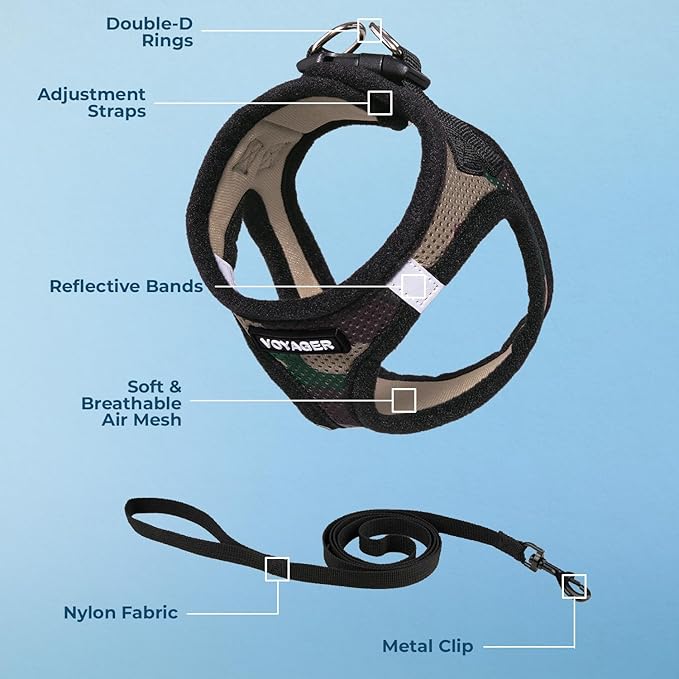 Voyager Step-in Pet Harness - All Weather Mesh, Adjustable Step in Harness for Cats and Dogs by Best Pet Supplies - 307S Army Base, XXXS