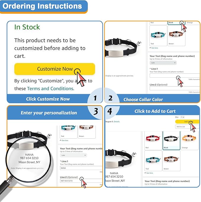 Cat Collar with Name Tag, Adjustable and Durable Polyester Personalized Cat Collar with Bell, Custom Carved Pet Name and Phone Number, Suitable for Boys and Girls Cats,Red
