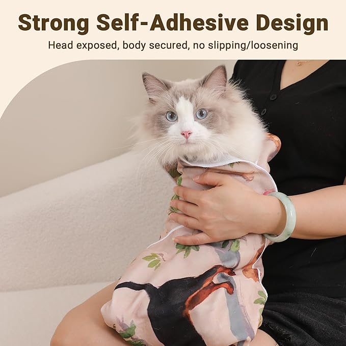 Purrfect Peace Cat Swaddle Wrap – 27.6" Professional Calming Restraint Bag for Grooming, Nail Trimming & Medicine - Adjustable Cat Restraint for Grooming, Nail Clipping & Vet Visits
