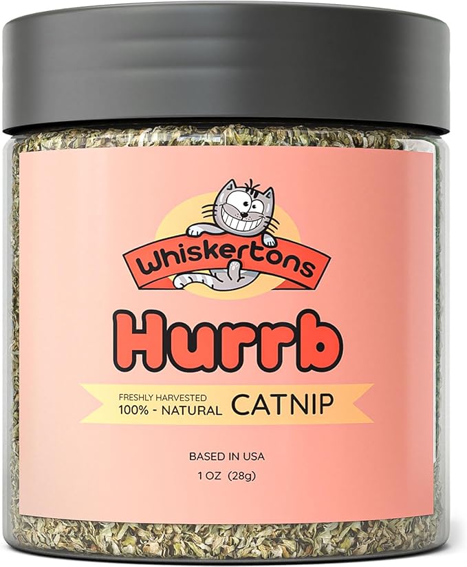 Whiskertons Hurrb Catnip for Cats & Kittens, 100% Natural & Safe Catnip Treats Used for Refillable Catnip Toys & Accessories, 1 Ounce