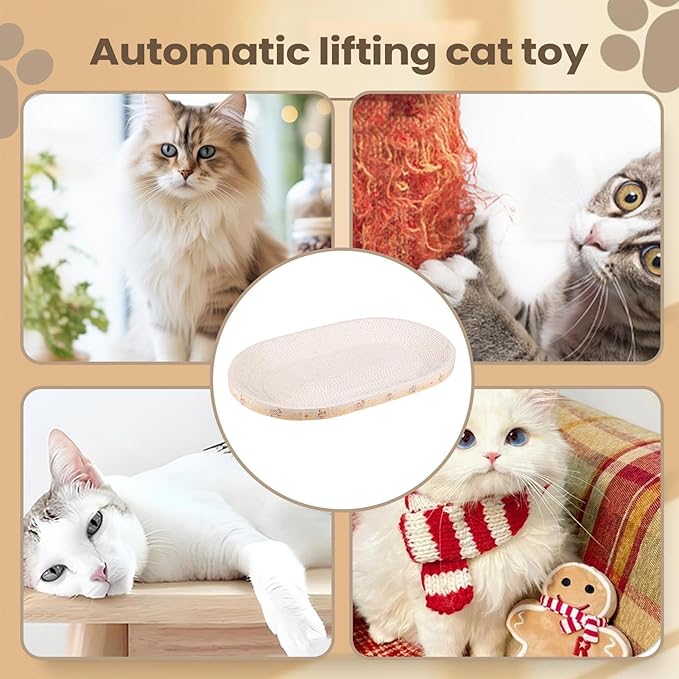 Cardboard Cat Scratcher - Protects Furniture & Soothes Your Cat | Oval/Round Scratching Pad with Non-Slip Bottom | for Indoor, Apartments, Living Rooms, Durable Cardboard, Cats Bed & Toy