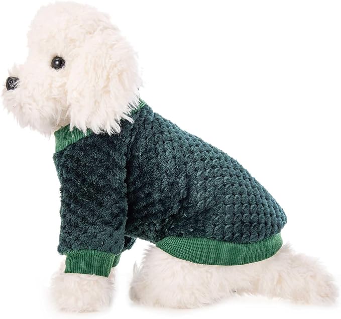 Dog Sweater, 2 Pack Dog Sweaters for Small Medium Dogs or Cat, Warm Soft Flannel Pet Clothes for Dogs Girl or Boy, Dog Shirt Coat Jacket (X-Large, Dark Red+Dark Green)