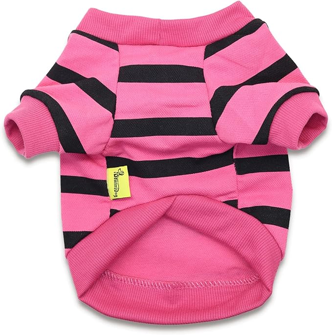 Medium Dog Clothes Striped Dogs Shirts Bulldog Sweater Pet Jumpers for Small Medium Large Dogs, XL, Rose