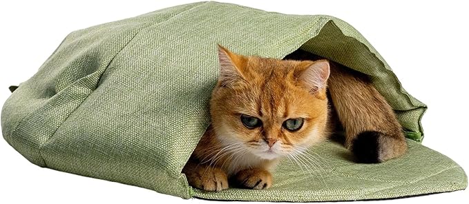 Indoor Cats Cave Bed with Leaves Shape Design Fabric Rest Bed Sleep Bag for Kittens and Winter Autumn Essential Furniture