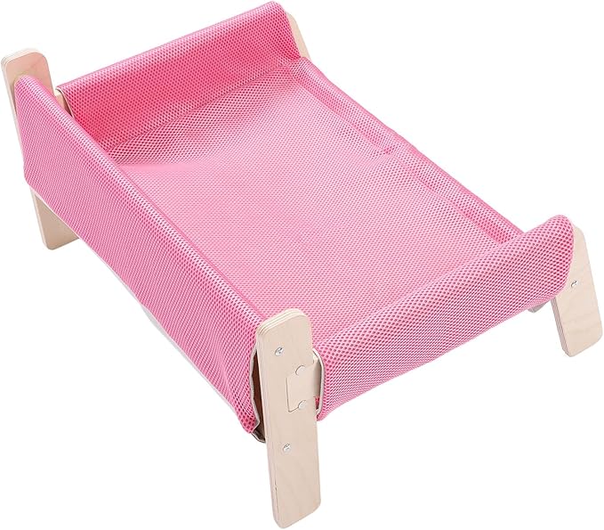 Cat Hammock, High Strength Pine Wood Minimalist Design Elevated Multifunctional Cat Furniture, Elevated Bed with for Cats Kittens and Puppies (Pink)