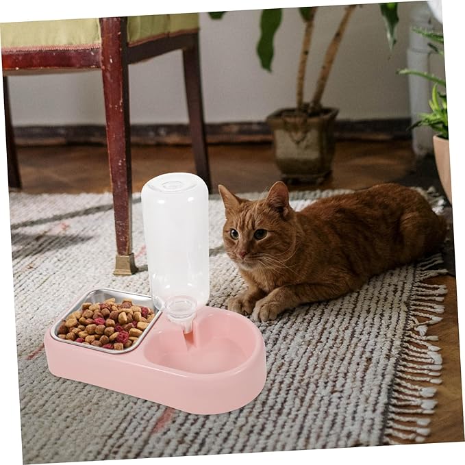 Double Pet Water Feeder Smooth Puppy Drinking Tool Cat Dog Water Dispenser for Home Pet Shop Use Pink Automatic Pet Water Bowl