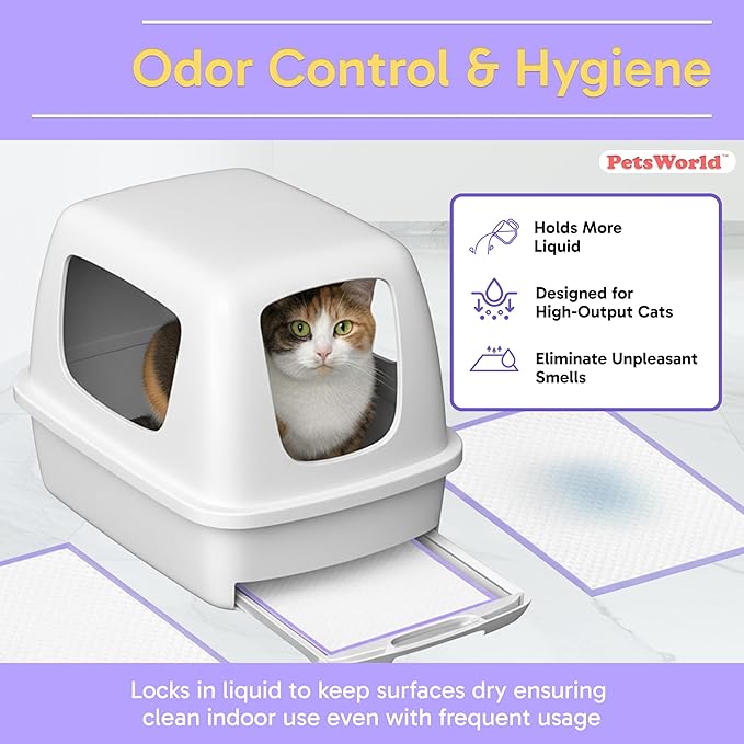 PetsWorld Universal Fit Cat Pad Refills for Litter Box, Unscented, Odor Control, Pack of 600