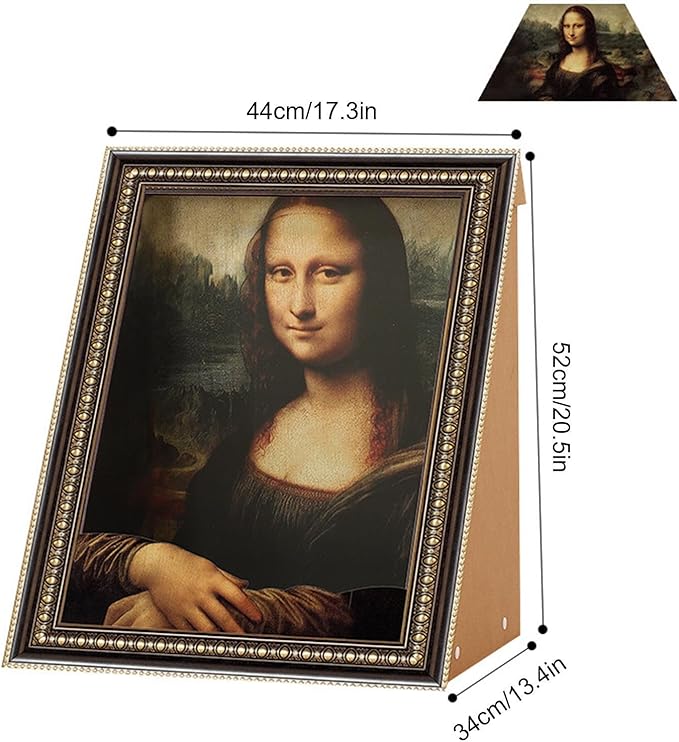 Mona Lisa Cat Scratcher – Corrugated Cardboard Greyboard 44x34x52cm | Cat Scratcher | Mona Lisa Cat1 House | Decorative Scratching Board For Cats Kittens Furniture Protection Play House Scratch Pad Pe
