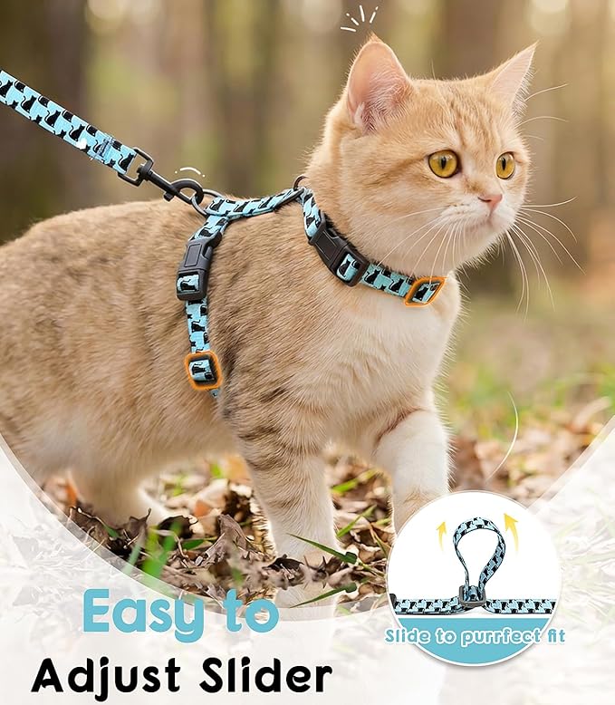 Halypet 2-Pack Cat Harness and Leash Set, Escape Proof 3-in-1 Adjustable Harness for Cats, Soft Lightweight, Easy On & Control for Walking, Travel & Outdoor Use, Light Blue Kitty, Medium