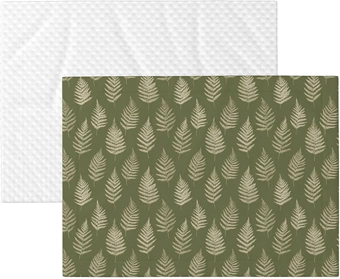 Cat Dog Blanket Cream Fern Sketches On Olive Green Ultra Soft Warming Mat for Indoor Pet Beds Furniture 27.6 X 19.7inch