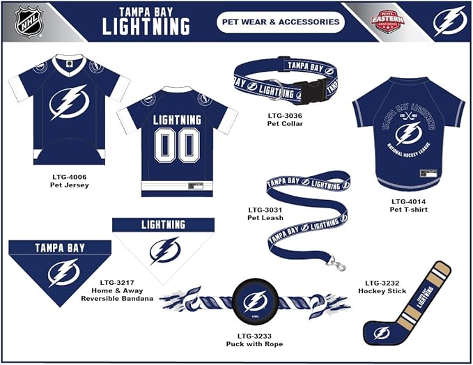 NHL Tampa Bay Lightning Jersey for Dogs & Cats, X-Small. - Let Your Pet Be A Real NHL Fan!