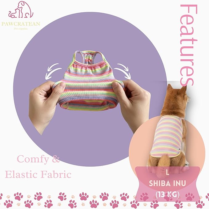 3-Pack Pet Cotton Sleeveless Top Striped Vest Top Soft Breathable Puppy Tank Top Cat Tee Dog Sleeves Top (X-Large)