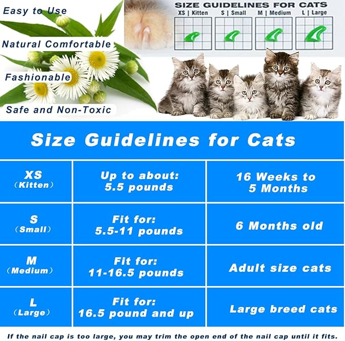 VICTHY 100pcs Boy Cat Nail Caps | Cat Nail Covers Cat Claw Covers for Boy Cat with Adhesive Glue and Applicators (L)