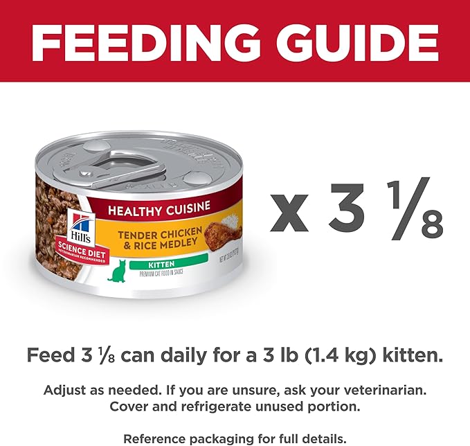 Hill's Science Diet Kitten Healthy Cuisine Wet Cat Food, Chicken & Rice, 2.8 oz. Cans, 24-Pack