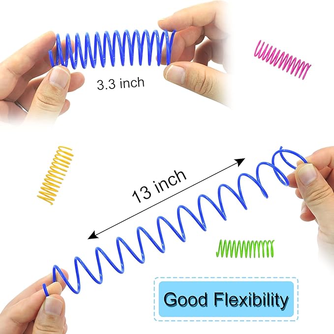 WishLotus Cat Toys for Indoor CatsInteractive 3.34in 4 Colors Cat Spring Toy, 8pc Big Springs Set Lightweight High Elasticity Cat Spiral Springs for Cats to Swat, Hunt to Kill Time (8pcs)