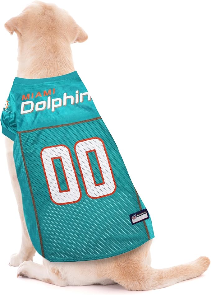 Pets First NFL Miami Dolphins Dog Jersey, Size X-Small, Football Shirt Costume for Pet, Dog Sports T-Shirt, NFL Team Clothing for Cats, Licensed Pet Apparel Available in 7 Sizes and 32 Teams