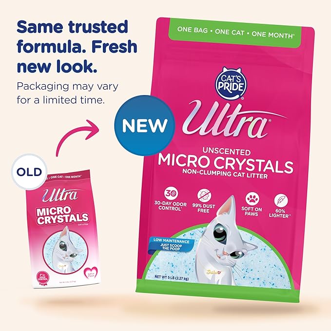 ULTRA MICRO CRYSTALS UNSCENTED PREMIUM NON-CLUMPING CAT LITTER, 5-LB BAG