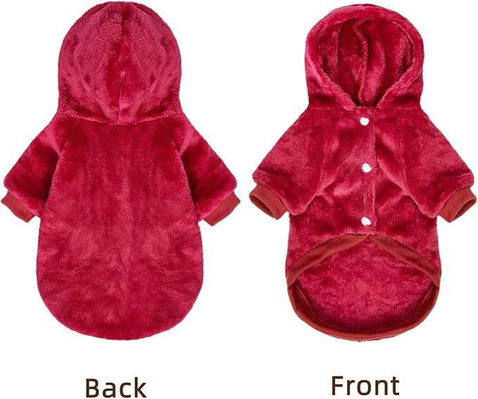 FabriCastle Dog Hoodie Sweater for Small Dogs Boy and Girl, Dog Clothes XS XXS Puppy Sweatshirt, Pet Outfit, Cat Clothing Super Soft Warm Snap On Closure (Wine red, Medium)