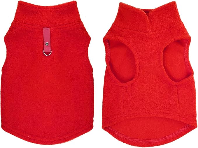 Rbenxia 4 Piece of Rose Red Dog Sweater with Leash Ring Soft Fleece Vest Dog Pullover Warm Jacket Pet Dogs Clothes Winter Dogs Outfits for Small Puppy Cat Pets (Rose Red+Red+Blue+Purple, Large)
