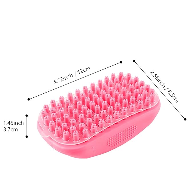 Pet Bath & Massage Brush,Pet Grooming Brush,Soft Rubber Scrubber for Brushing,Massaging,Bathing,Shampooing and Reducing Hairballs (Pink, Style 2)