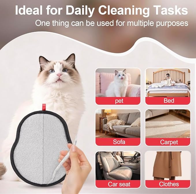 Pet Hair Remover Glove for Dogs & Cats – Reusable Lint and Fur Cleaning Mitt, Wide Coverage Grooming Glove for Removing Pet Hair from Couch, Carpet, Furniture and Clothes