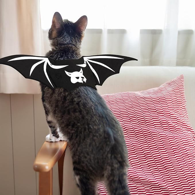 Cat Bat Wings Cat Bat Costume Cats Halloween Costumes Cute Bats Wings for Cats Kitten Halloween Costume Kitten Bats Wing Pet Halloweens Dress Up Accessories,White S