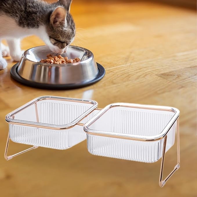 Double Cat Food Bowls Watering and Feeding Neck Protection Elevated Shallow for Small and Medium Cat Cat Food Dish Pet Bowls