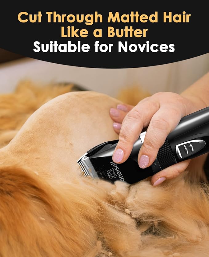 oneisall Quiet Cat Clippers for Matted & Long Hair, Low-Noise Dog Paw Trimmer with LED Light