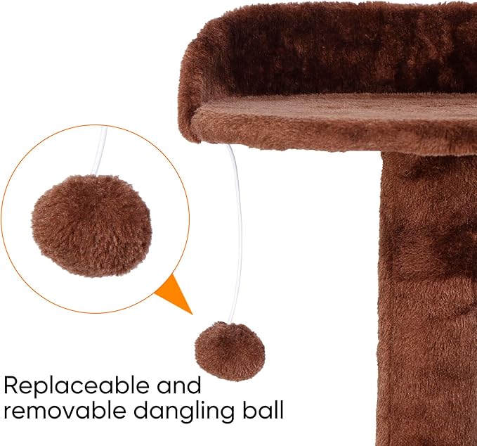 52” Multi-Level Cat Tree Condo Furniture Kitten Activity Play House Bed Pet Kitty Climbing Tower with Scratching Posts/Plush Perch/Scratcher Ladder/Tunnel for Cats,Kittens,Pets (Brown)