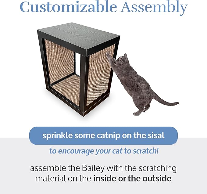 Designer Pet Products 2-in-1 Cat Scratcher End Table – Modern Wood Side Table with Customizable Sisal Scratching Pad – Versatile Furniture for Cats and Home Decor