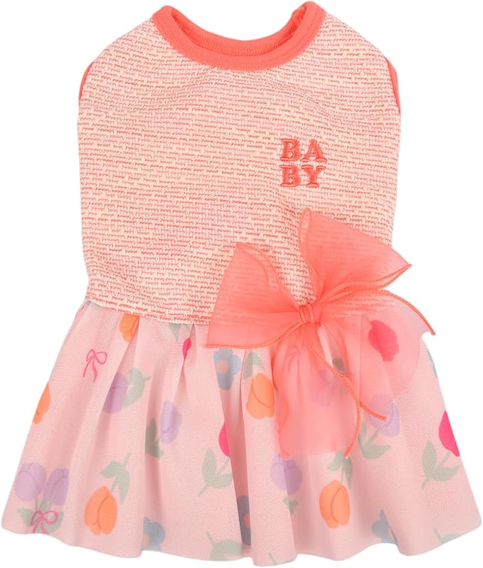 Pinkaholic New York Alice Dog One-Piece Dress Trendy Fashionable Cute Elegant Dog Apparel for Small Dogs, Red, Small