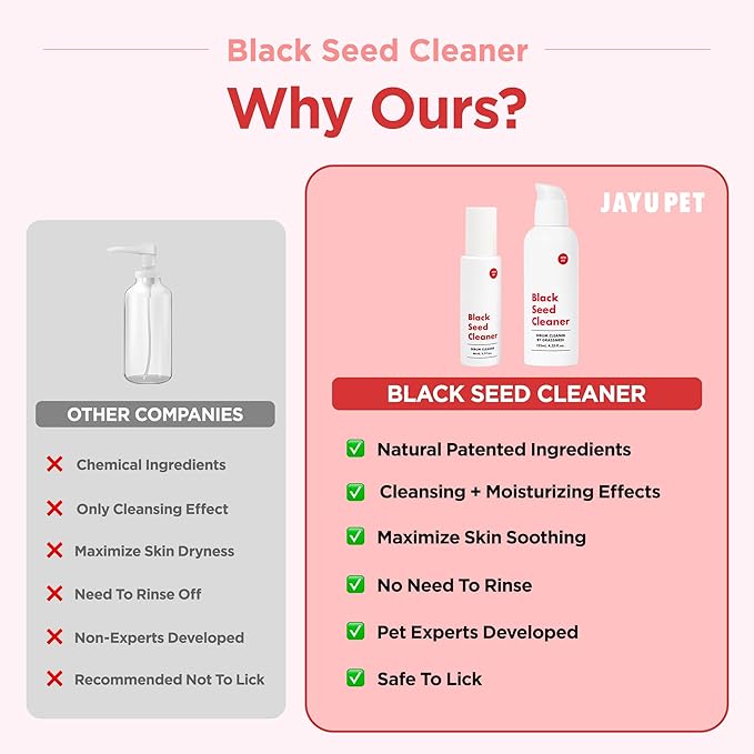 JAYU PET Black Seed Cleaner - Cat Chin Acne Treatment, Non-Toxic Hypoallergenic Cleanser, Cat Acne Chin Treatment, Remove Cat Chin Blackheads, Improves Skin Health 4.3 fl.oz (125ml)